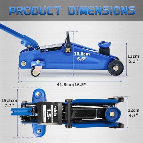TONDA Floor Jack, Hydraulic Portable Car Lift Jack, 1.5 Ton (3,000 lb) Capacity (Blue) - color: 1.5T Blue