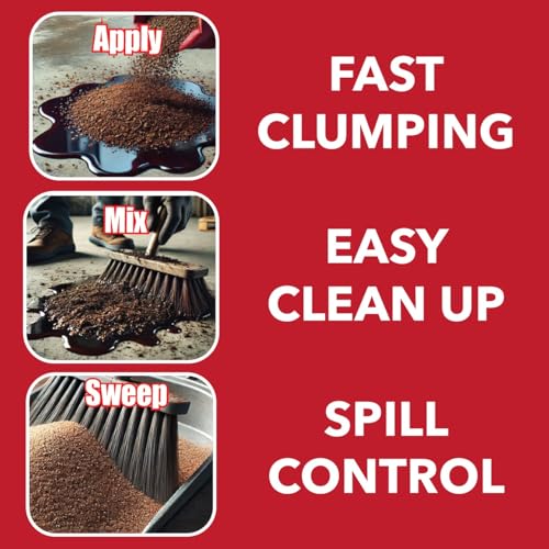 Rapid Clean Absorbent for Oil Spills, Automotive Spills, Paint Spills, Food Spills & Other Fluids | Absorbs 3x Its Weight, Clumps Quickly, Low Dust Formula, Plant-Based Ingredients, Safe around Pets