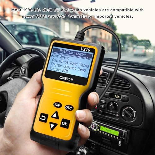 Car OBD2 Scanner Code Reader, Vehicle Engine Fault Scanner for Check Engine Light & Emission Status, CAN Diagnostic Scan Tool Universal for OBD II Protocol Cars Since 1996 (Yellow)
