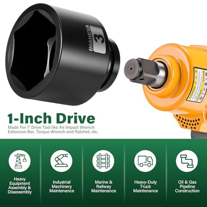 1" Drive Shallow Impact Socket,3 Inch SAE Jumbo Socket,CR-MO 6 Point for Easy Removal of Large Axle Nut（SAE) - size: 1 Inch Shallow 3", style: 1"Drive Shallow Impact Socket