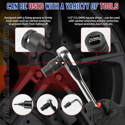 Brake Caliper Socket Set 16 Specifications Brake Caliper Removal Tool Kit High Torque 1/2" Square Drive Socket Wrench Brake Caliper Special Socket Set Compatible with BMW/Audi/Ford/Volkswagen