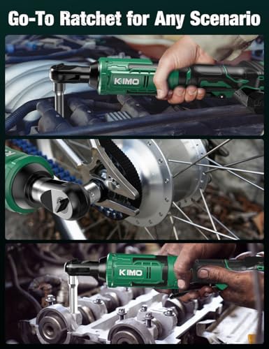 KIMO 20V Cordless Ratchet Wrench 1/2" Set, 74 Ft-lbs 400 RPM Electric Ratchet Wrench, Battery Powered Ratchet with 7 Sockets, 3" Extension Bar, 3/8" Adapter, 2-Pack Lithium-Ion Batteries, Fast Charger