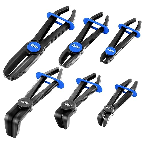 Orion Motor Tech Hose Pinch Off Pliers, 6 Piece Hose Pinch Off Pliers Set for Flexible Hoses Brake Fuel Coolant Hoses Maintenance, Hose Pinch Pliers with Straight and 90° Pliers - style: Straight and Angled