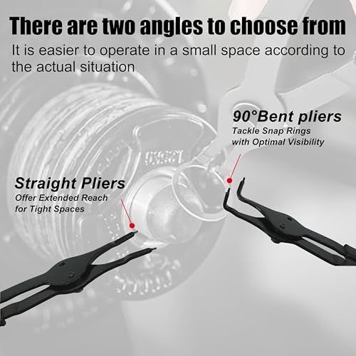 SGT 10 Pc Snap Ring Pliers Set,Heavy Duty Snap Ring and Circlip Removal Tool with Bent & Straight Pliers, Hook Pick,Internal & External Circlip Pliers Set with Storage Case & Gloves - color: Black