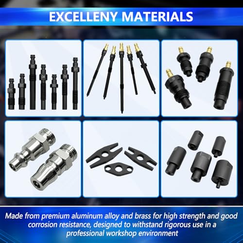 47PCS Compression and Leakage Test Kit Petrol & Diesel Compression Tester | Automotive Cylinder Leak Down Tester with Dual Gauge Engine Compression Tester Kit for HDI, TDCi, Pumpe Duse Engine