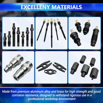 ZKTOOL 47PCS Compression and Leakage Test Kit Petrol & Diesel Dual Gauge Engine Compression Tester Kit Automotive Cylinder Leak Down Tester Kit for HDI, TDCi, Pumpe Duse Engine，0-725PIS - size: 46PCS