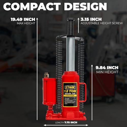 XTREMEPOWERUS 12-Ton (24,000 LBS) Capacity Air/Hydraulic Bottle Jack Low Profile Bottle Jack Lift Auto Repair Automobile Truck SUV Car Lift with Handle - size: 12 Ton Pneum Low Profile