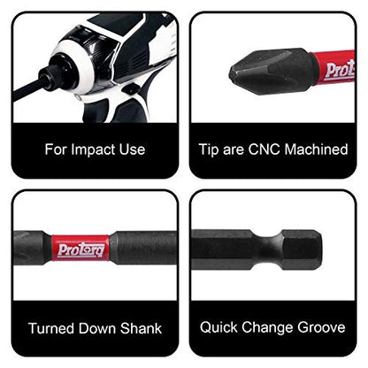 Protorq Long Impact Bit Set, T15-T40 TORX, 6-Inch Length, 6-Piece,Industrial Strength, 1/4" Hex Shank - size: 6pc 6 in. T15-T40