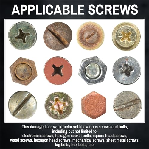 22PCS Titanium Damaged Screw Extractor Set, HSS 4341 Screw Extractor Kit, Easy Out Stripped Screw Extractor of Rusty & Broken with Magnetic Extension Bit Holder & Socket Adapter - size: 22 Pieces