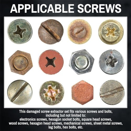 22PCS Titanium Damaged Screw Extractor Set, HSS 4341 Screw Extractor Kit, Easy Out Stripped Screw Extractor of Rusty & Broken with Magnetic Extension Bit Holder & Socket Adapter - size: 22 Pieces