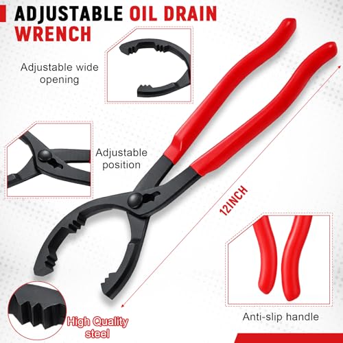 Chumia 6 Pcs Automotive Oil Funnel Set, Flexible Wide Mouth Fuel Funnels with with Flexible Neck, Detachable Spout and Adjustable Oil Filter Wrench, Automotive Funnel Kit for Gasoline, Coolant, Water
