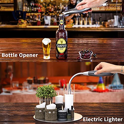 AT-Mizhi Electric Lighter - Rechargeable Long Neck Lighter with LED Flashlight for Candles, Camping & BBQ - color: Black