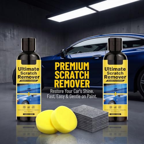 Nanopolix Scratch Remover for Car, 2-Pack Scratch Repair Kit for Automotive Paint, Clear Coat Scratch Remover Compound, Easy DIY Car Scratch Repair with Sponge & Cloth