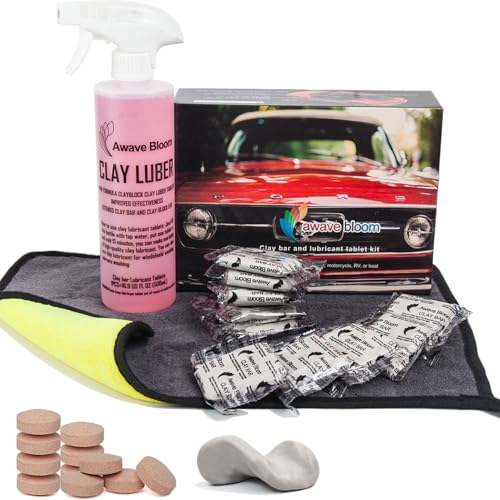 Car Clay Bars Auto Detailing 10 Pack with Lubricant Tablets 8 Pack, Include Portable Spray Bottle and Micro-Fiber Towel, for Car Wash Detailing Clean(10x50g - color: 10 Bar+Lubricant Tablets 8 Pack(Grey), size: 10ClayBars+8Lubricant Tablets+Spray Bottle+T