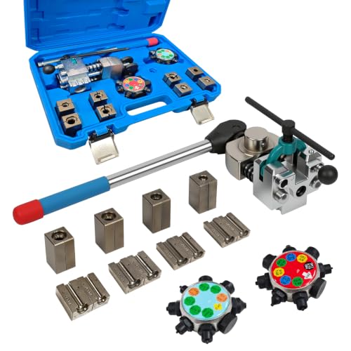Brake Line Flaring Tool Kit, Double Flare Tool & Bubble Flare Tool for Brake Tubing | 45 & 37 Degree Flaring Tool, Fits 3/16" 1/4" 5/16" 3/8" 4.75mm Metal Tubing, Suitable for Car Repair and DIY Fabrication - size: 45 & 37 Degree