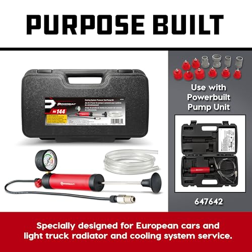 Powerbuilt Cooling System Pressure Tester Adapter Kit for European Vehicles – 12-Piece Set for Audi, BMW, VW, Mercedes & More – Works with Model 647642 Pressure Testing Pump - 647644 - size: European Car Adapters