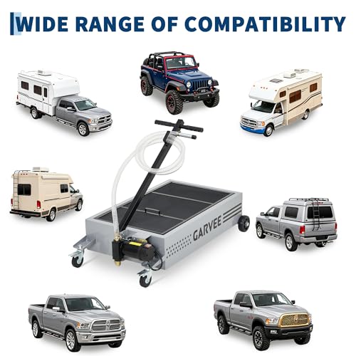 20 Gal Oil Drain Pan with 8.2ft Hose High-Flow Electric Pump | with Electric Pump, Wheels & Folding Handle, Oil Drain Tank for Cars, SUVs, Trucks, Buses, RVs - color: National Flag-Silver, size: 20 Gal with Electric Pump