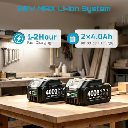 SEESII 21V Max Cordless Drill and Impact Driver, Power Tool Combo Kit Included 3/8'' Drill & 1/4'' Impact Driver, 2x 4000mAh Battery, Fast Charger, 20 pcs Driver Bit Set & Bag - color: Blue 21