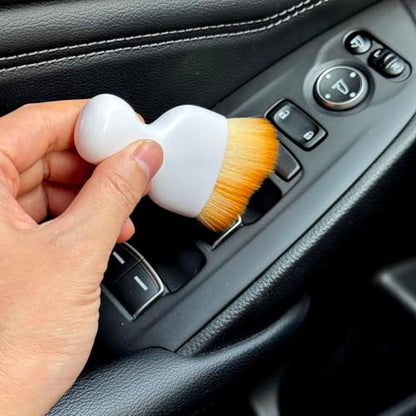 Car Detailing Brush, Soft Bristle Cleaning Brush, Scratch-Free Auto Duster Tool for Dashboard, Air Vents, Leather & Interior Cleaning (White&Brown) - color: White&Brown