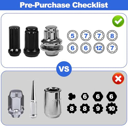 Spline Lug Nut Socket Set - 8 Pieces | Locking Lug Nut Removal Tool Kit, SAE & Metric Wheel Lock Removal Kit for Removal of Aftermarket Spline Drive Wheel Lug Nuts - size: 8 Pieces