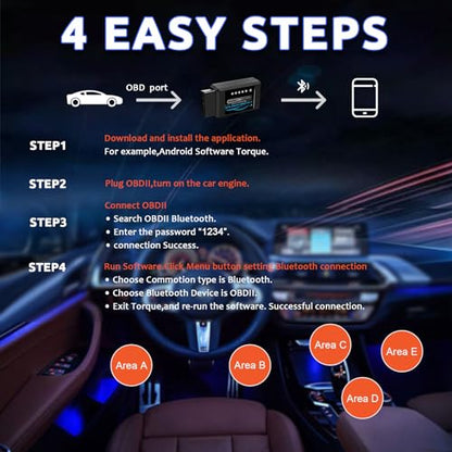 Obd2 Bluetooth ELM327 v1.4 Scanner with PIC18F25K80 Original Chip | ELM327 Car Code Reader Compatible for 1996+ Vehicles,Works with Torque App in Android,Windows and Symbian System(NOT iOS) - style: ELM327 Buletooth