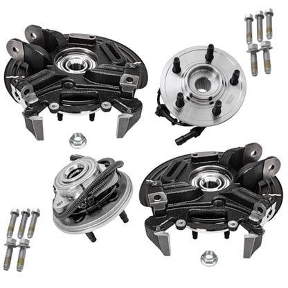 Detroit Axle - 4pc Steering Knuckles Kit for 02-05 Ford Explorer Mercury Mountaineer, 2 Rear Steering Knuckles & Wheel Bearing Hubs 2 Front Wheel Bearing and Hubs 2002 2003 2004 2005 Replacement - size: 4UW47703/Kit