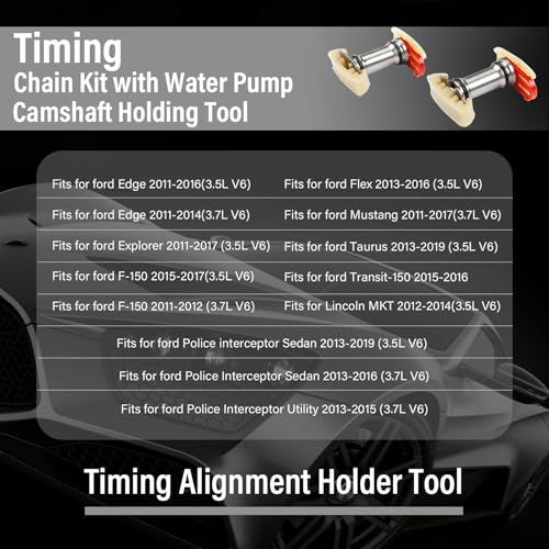 3.5 Timing Chain Kit with Water Pump + Camshaft Holding Tool with Chain Alignment Tool Fit for 2011-2019 Ford Edge/Explorer/Flex/Taurus 3.5L 3.7L V6,Timing Chain Set for 303-1248 BL3Z6268A