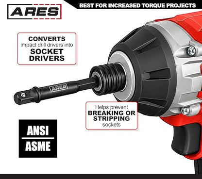 ARES 70384-10-Piece 1/4-Inch Drive 3-Inch Impact Grade Socket Adapter Set - Turns Impact Drill Driver into High Speed Socket Driver - size: 1/4-Inch Drive 3-Inch