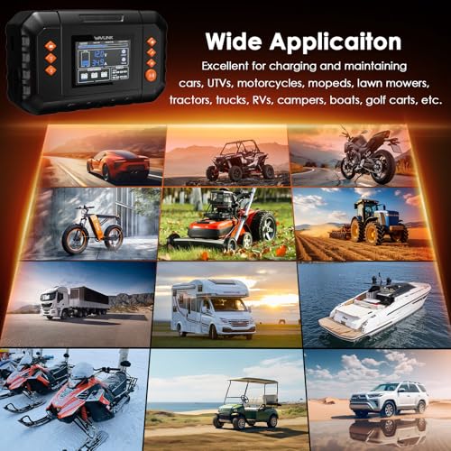 WAVLINK 450W Smart Battery Charger, Max. 35A Trickle Charger with LCD Display, for 6V/12V/24V Lead-Acid/Lithium/LiFePO4 Batteries, Battery Maintainer and Desulfurizer for Cars, Boats, Motorcycles - color: 35-AMP