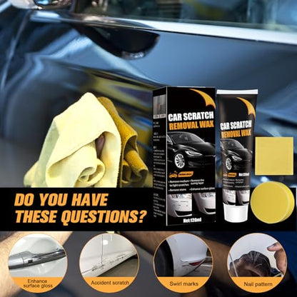 2Pcs Car Scratch Remover Wax, Professional Scratch Remover for Vehicles, Car Scratch Repair Paste for Deep Scratches with Wipe and Sponge,Universal Car Scratch Removal Wax for Deep Scratches Paste Kit