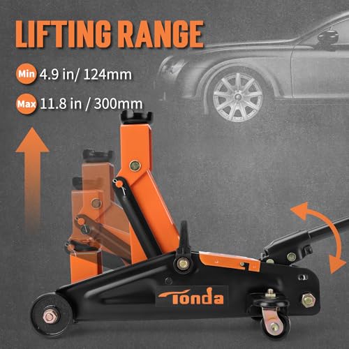 Tonda Floor Jack, Hydraulic Portable Car Jack, 2 Ton (3,800 lb) Capacity, Black - color: 2T Black