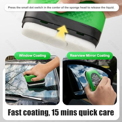 Ceramic Glass Cleaning Brush and Coating, Removes Dirt and Provides Hydrophobic Protection for Car Windows, Mirrors, Glass of Trucks, SUVs, and Household Glass Surfaces - 4 fl oz