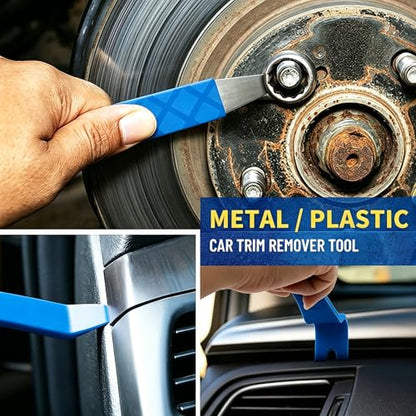 DWH 18 Pcs Precision Pick and Hooks Set, Trim Removal Tool Kit with Scraper Telescoping Magnetic Pickup Tool Panel Clip Plier Fastener Remover, Metal Plastic Trim Tools, Automotive Mechanic Bag, Blue - color: blue