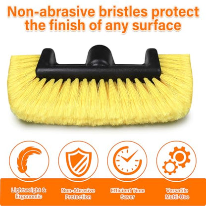 12FT Car Wash Brush with Extension Pole - Telescoping Long Handle Cleaning Tool with Non-Scratch Soft Bristles - Heavy Duty Aluminum Pole for RV, Truck, Boat, Solar Panels & High Windows