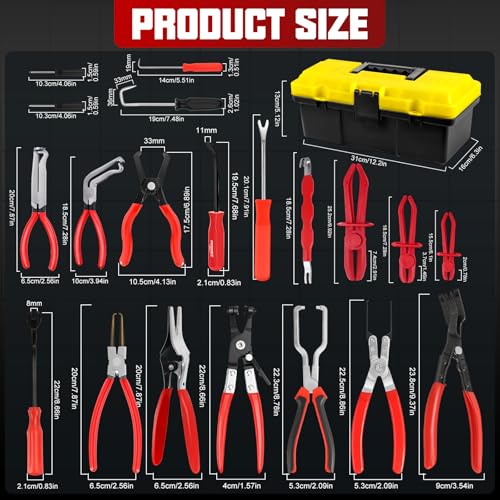 38-Piece Automotive Hose Clamp Pliers Set & Fuel Line Disconnect Tool Kit with Electrical Connector Disconnect Pliers, Terminal Pin Removal Tools, Hose Removal Pliers, Pinch-Off Clamps & Toolbox - color: 39 Pcs Hose Clamp Pliers Set