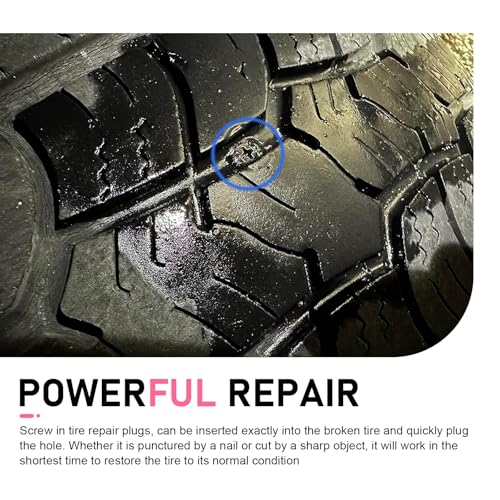 90PCS Car Tire Repair Kit, 3 Size Portable Tire Repair Plugs with Screwdriver, Self-service Threaded Puncture Emergency Repair Sets, Universal for Most Vehicles (Black)