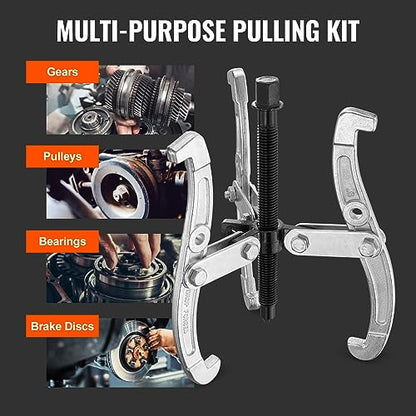 VEVOR Gear Puller Set, 3" 4" 6" 8" Puller Kit, 3 Jaw Gear Bearing Flywheel Pulley Removal Tool, 2 or 3 Reversible Jaws Wheel Puller, Vertically and Horizontally, External and Internal, 4-Piece