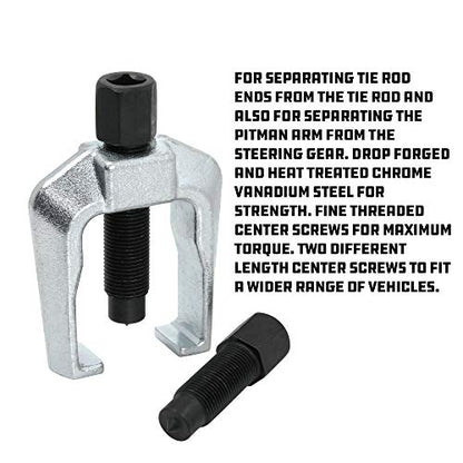 Powerbuilt 1-1/8-Inch (28MM) Tie Rod End and Pitman Arm Puller, 2 Piece Press Screw, Drop Forged and Heat Treated, Chrome Vanadium made - 648692 - size: Tie Rod and Pitman Puller