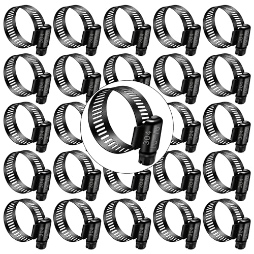 Dianrui 30 PCS Black Hose Clamps 3/8"–5/8" (10-16mm) 304 Stainless Steel Worm Gear Fuel Line Hose Pipe Clamps for Fuel Line, Plumbing, Intercooler and Tube - color: Black, size: 3/8"–5/8"30PCS