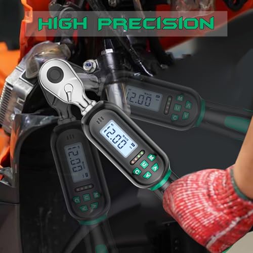 1/4 Inch Drive Digital TorqueWrench, 5.31-106.2 In.lb/0.6-12 N.m, Small Electronic Torque Wrench with Preset Value, Buzzer & LED Indicator, ±2% Accuracy Torque Wrench for Bike, Bicycle - size: 5.3-106.2 In-lb/0.6-12 Nm, style: 1/4-Inch