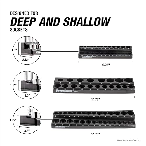 OEMTOOLS 22487 3 Piece Metric Magnetic Socket Organizers for Toolboxes, Socket Holder, Black Tool Box Organizer - style: 3Pc Black