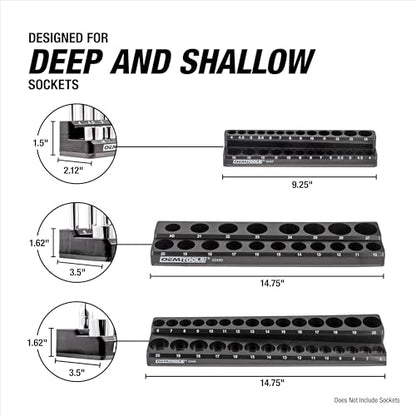 OEMTOOLS 22487 3 Piece Metric Magnetic Socket Organizers for Toolboxes, Socket Holder, Black Tool Box Organizer | Metric Magnetic Socket Holder, Non-Marring Rubberized Base Socket Holders, 1/4, 3/8, 1/2 Inch Sizes, Clearly Marked Sizes - style: 3Pc Black