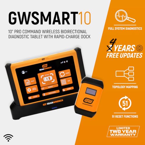 GEARWRENCH 5 pc. Automotive Diagnostic Set with Cart – 10" Bidirectional Diagnostic Tablet, TPMS Programming Tool & 20 Rubber Valve Sensors, HD USB-C Endoscope Camera, Mobile Work Cart | GWSMARTMOD - style: Cart & Diagnostic Essentials Set