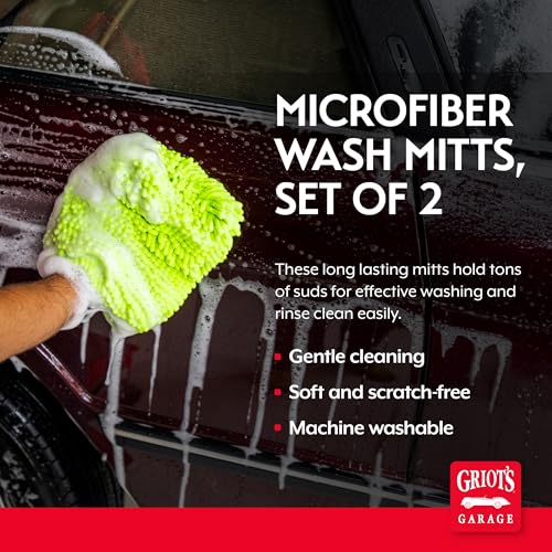 Griot's Garage Microfiber Wash Mitts for Car Wash and Detailing, Cleaning Gloves for SUVs, Trucks, Motorcycles, and More, Machine-Washable, Set of 2, 10268 - style: Mitts (Set of 2)
