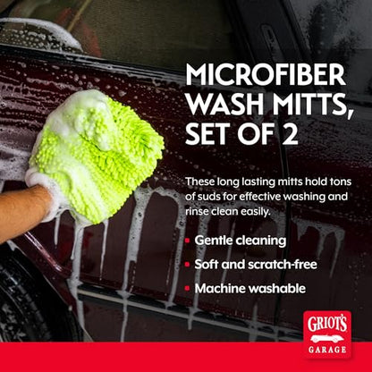 Griot's Garage Microfiber Wash Mitts for Car Wash and Detailing, Cleaning Gloves for SUVs, Trucks, Motorcycles, and More, Machine-Washable, Set of 2, 10268 - style: Mitts (Set of 2)
