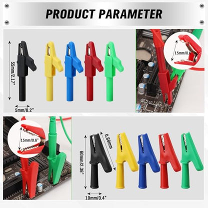 SWANLAKE 43-Piece Back Probe Kit, 30A Multi-Angle Test Probe, 4mm Banana Plug to Copper Alligator Clips, U-Shaped Connectors, Automotive Electrical Circuit Diagnosis Car Repairing Tools - color: 43PCS Milti-color