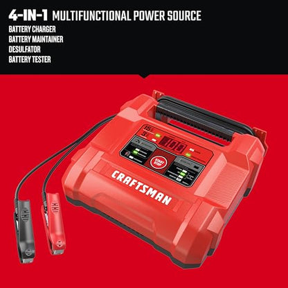 CRAFTSMAN 15A Car Battery Charger and Battery Maintainer, 4-in-1 Solution, for 6V/12V Power Sport, Automotive, and Marine Batteries, CMXCESM162