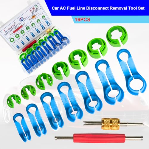 5 Set Car A/C Repair Kits,270pcs O-Ring Seals Kit+102PCS A/C Valve Core Kit+77pcs Charging Port Dust Caps+16pcs AC Fuel Line Disconnect Tool Set+45pcs Compressor Gasket Seals(510PCS)