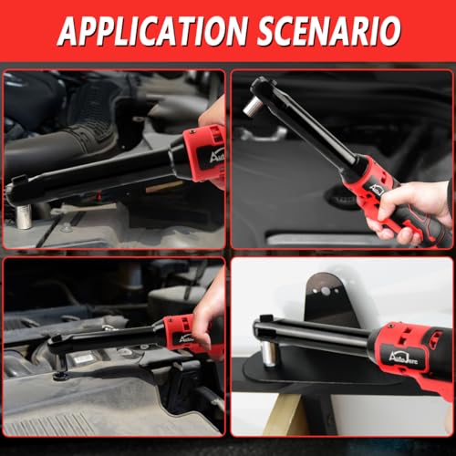 Extended Cordless Electric Ratchet Wrench 65 ft-lbs 3/8" Drive Power Ratchet Tool Compatible with Milwaukee 18V Battery (No Battery) with 7pcs Socket, 1/4" Socket Adapter and 3" Extension