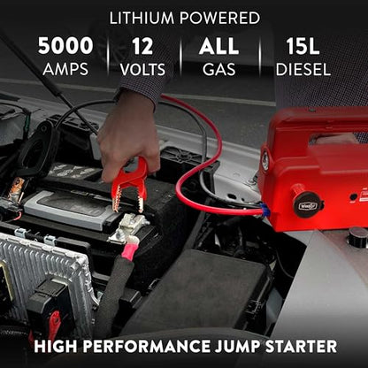 Weego 120: 5000A Self-Use 12V Lithium Car Battery Jump Starter - USA-Engineered Safe Replacement for Jumper Cables - Semi Truck & Car Jumper Starter Portable for All Gas and 15L Diesel Engines (C120) - size: Weego 120